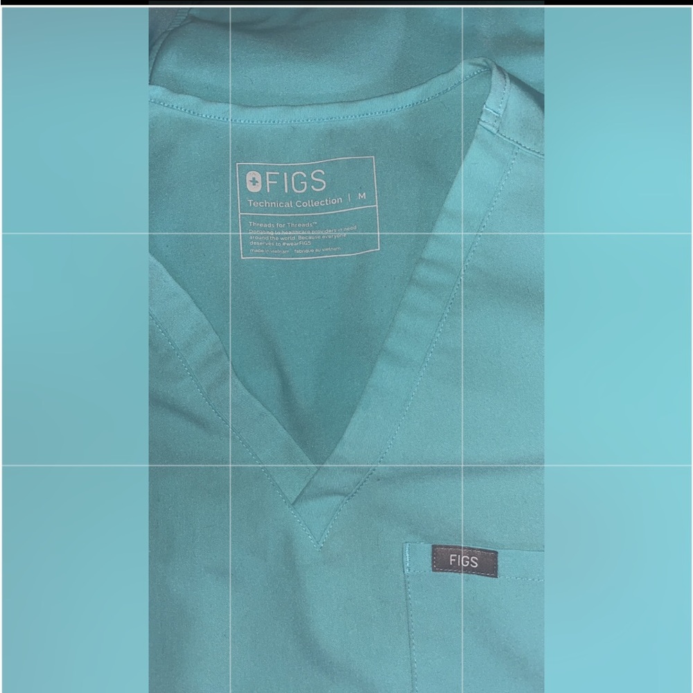 Neon blue figs scrub top